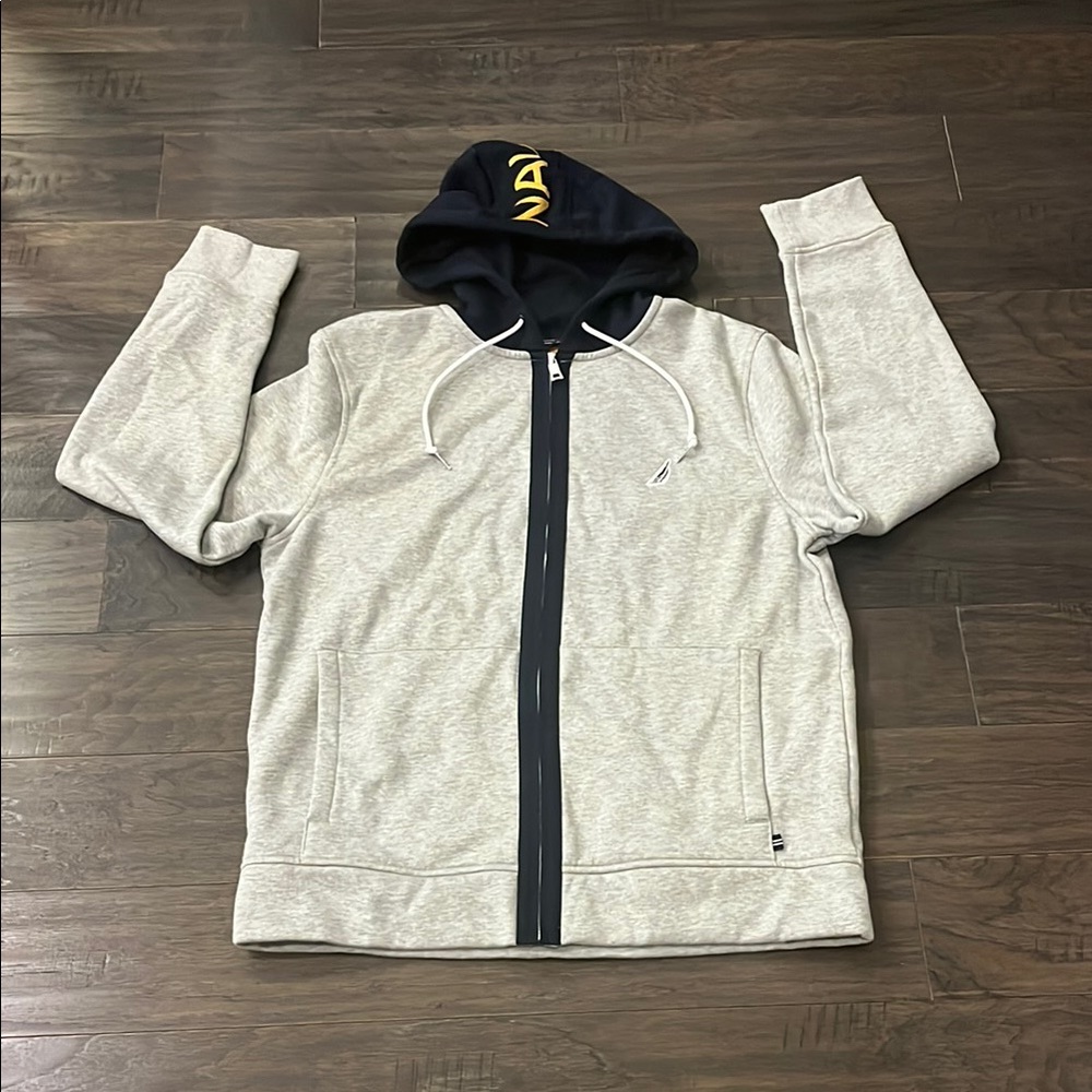 Nautica Hoodie Sweatshirt Sweat Jacket new grey Mens Size Large